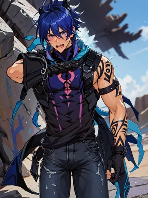 Raised to be sexy　Naked boy　Being thin　Blue-purple hair　Blue Hair　Hair over the ears　Long side hair　Long bangs　Boy putting pressure on his thighs　Blushing　Boy with legs open　Mouth open　Realistic skin texture　Thin animal ears standing up　Pink eyes　blue eyes...