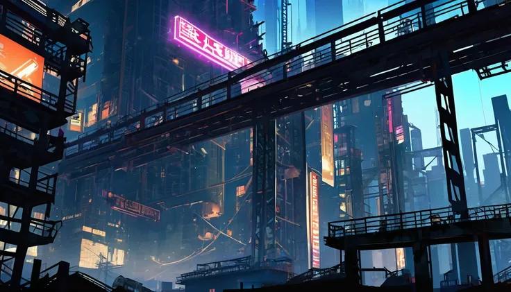 (Best Quality,High resolution,Super detailed:1.2),dark未来都市,Neon Light,SF Architecture,Hovering Vehicle,shadow,Glowing Sign,ruins,Artificial Intelligence,dark雰囲気,Post-apocalyptic,night,industry,Metropolis,Steel structure,Skyscrapers,That&#39;s right.,alley,...