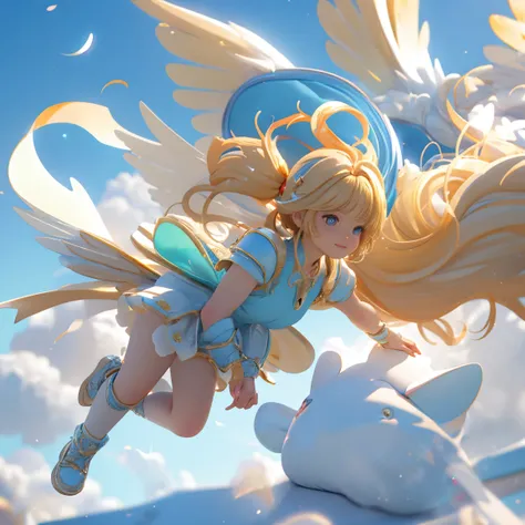 (((8k,masterpiece,best quality))), highly detailed cg composition，maxi kit, whole body, wide shot,break、(((cute angel flying in ...