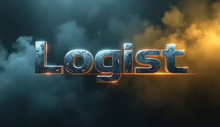 Create TERMINATOR style logos for the name "LOGIST", fog, clouds of smoke, laser beams, Shine, yellow and blue smoke, stylish logo