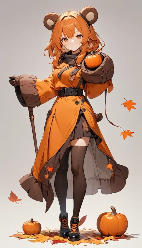 (masterpiece, best quality:1.2), 1 girl, solo, full body, (anthropomorphic Autumn:1.2), simple background