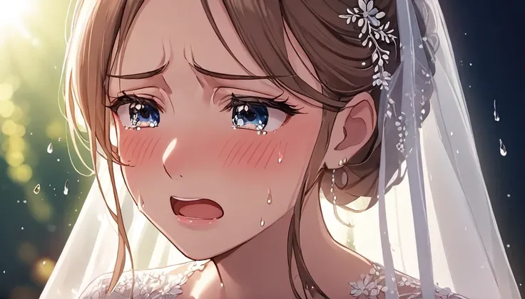 Beautiful Bride crying 
