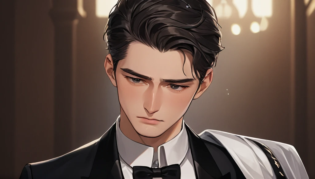 Handsome groom sad
