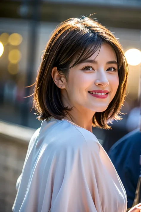 (Realistic, 超Realistic:1.4), 16K HDR, High resolution,((Wine Glasses)),(Wine bottle),((Champagne glasses)),Happy smile、short hair,The best smile、Japanese actress,so beautiful(It looks like the real thing),dress、red wine、White Wine、Sparkling wine、Slim coupl...