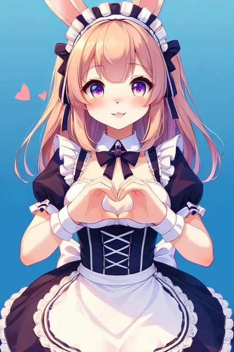 female furry sara rabbit girl like maid cafe heart hands duo