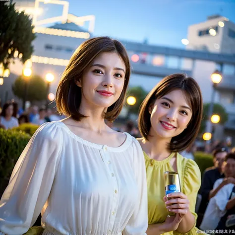 (Realistic, 超Realistic:1.4), 16K HDR, High resolution,((White Wine)),((Wine Glasses)),Happy smile、short hair,The best smile、Japanese actress,so beautiful(It looks like the real thing),dress、Slim couple、Model Couple、(Realistic, Intricate details:1.2), Amazi...