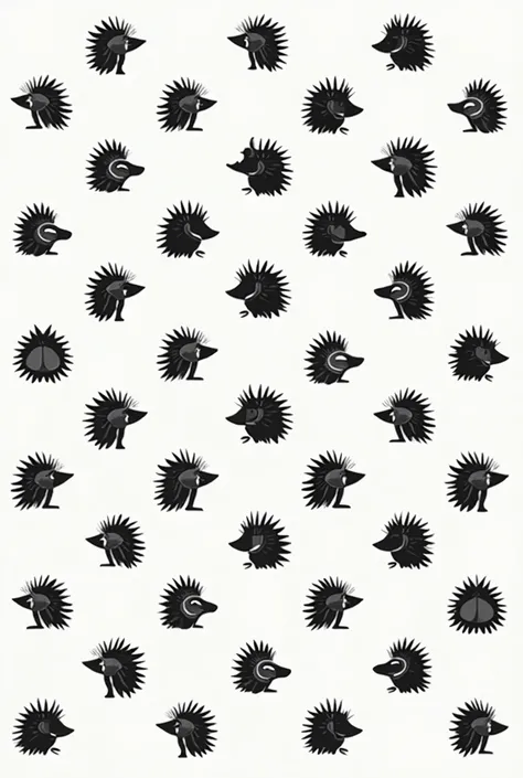 black and white hedgehog repeating pattern