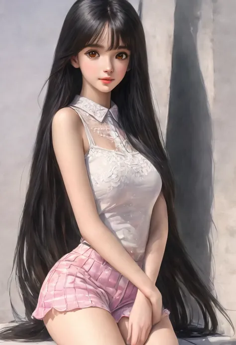 a cute teenage girl, about 160cm tall, brown eyes, bright and cute colors clothes, long straight black hair, masterpiece, best quality, ultra quality, high quality, highres, ultla highres, absurdres, 4K, 8K, 16k, hyper detailed, intricate detailed, amazing...