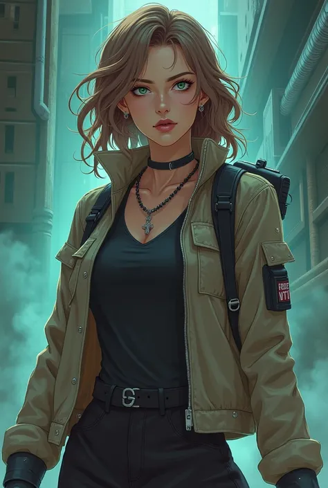 From Ghostbusters light brown hair Callie Spengle Cool Evil In Infinity Anime Style light brown Jacket Black Zip 