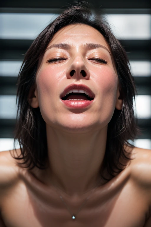 flying debris,award-winning photography, very detailed, edge orgasm, woman with open mouth and closed eyes , sweaty, shiny skin、...