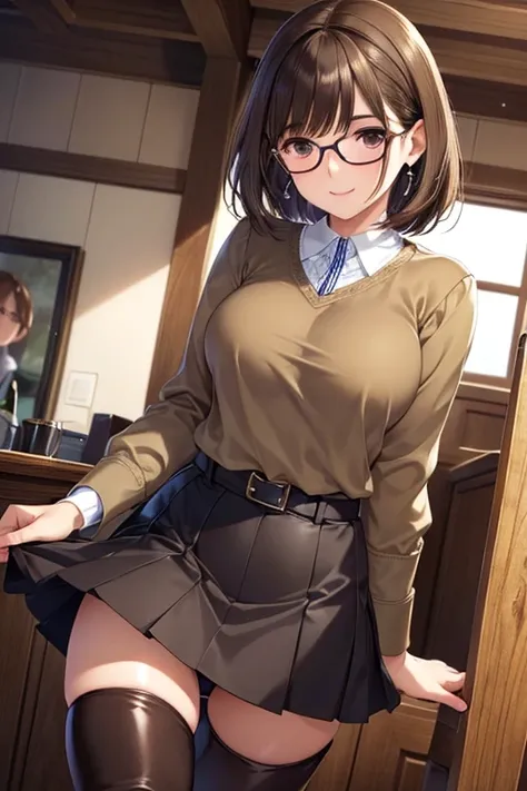 my grandmother、Shiny brown hair, Short Hair, (Beautiful brown eyes、Sparkling eyes, Fine grain)、smile、Ultra-detailed eyes、Highly detailed face, Highly detailed eyes,Cowboy Shot、


30-year-old woman,Very short hair,Glasses,Office Casual Style,suit,Tight skir...