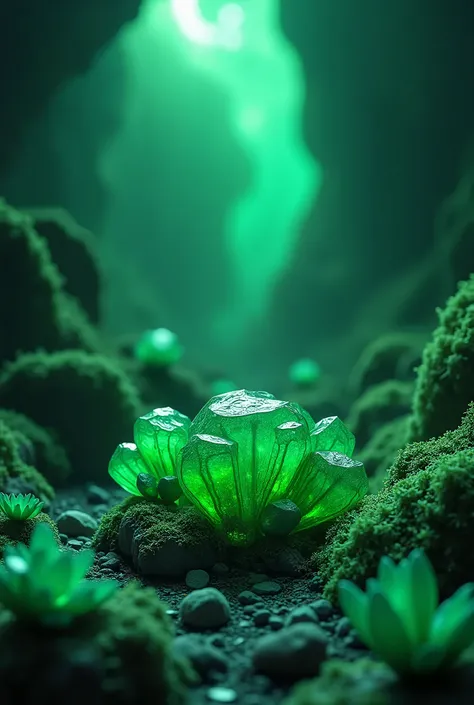 Unique green background minerals