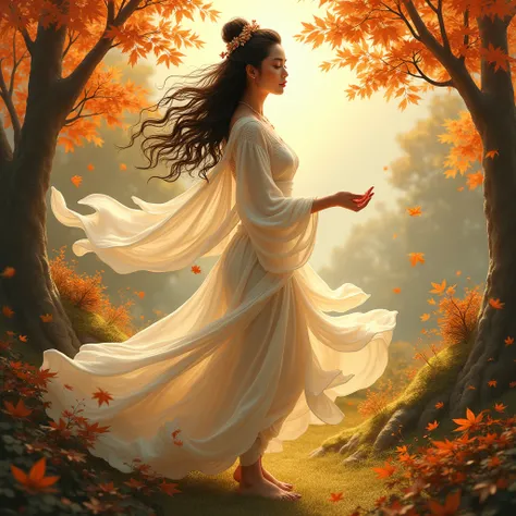 Autumn Theme, Ancient Beauty, Nature Magazine.

dynamic movement, full body, photorealistic, Professional, perfect composition, intricate details, ultra-detailed