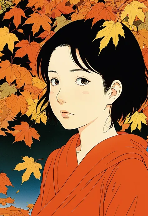 Autumn theme, by Satoshi Kon.
best quality, masterpiece, intricate details, ultra-detailed