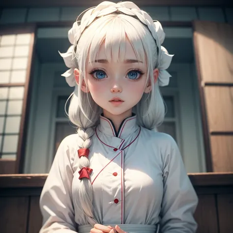 Cute Anime Girl, White traditional clothing, Open Hair, Surreal, 8k,