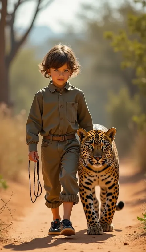 realistic photo, baby with a leopard on a leash, blue eyes, leopard, clothing model, runway walk, elegant, professional, best quality, superior quality, 8k, great art, ultra detailed, perfect lighting, professional photoshoot, focusing the lens, depth of f