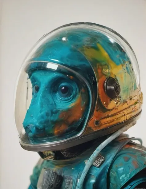 8K, ARTISTIC photogrAphy, best quAlity, mAsterpiece: 1.2), A (potrAit:1.2) Don Bluth Style ASTRONAUT Cthulhu transparent rainbow crystal Toon Doll, full body RAW candid cinema, cyan hair, 16mm, color graded portra 400 film, remarkable color, ultra realisti...