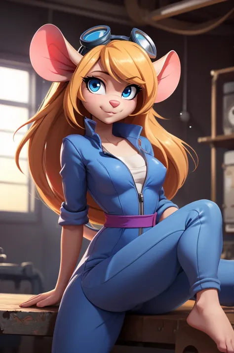 ((ultra quality)), ((tmasterpiece)), nut, anthropomorphic mouse girl, furry, ((blonde woman, hairlong)), beautiful cute face, be...