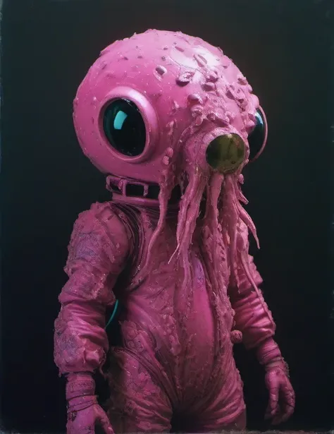 8K, ARTISTIC photogrAphy, best quAlity, mAsterpiece: 1.2), A (potrAit:1.2) Don Bluth Style ASTRONAUT Cthulhu pink Toon Doll, full body RAW candid cinema, cyan hair, 16mm, color graded portra 400 film, remarkable color, ultra realistic, sad admosphere, dark...