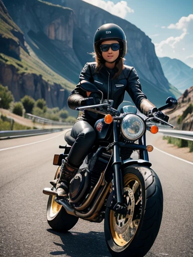 Una linda chica, motociclista, moto cafe racer y landscape, undergraund , high resolution, ,full HD.  