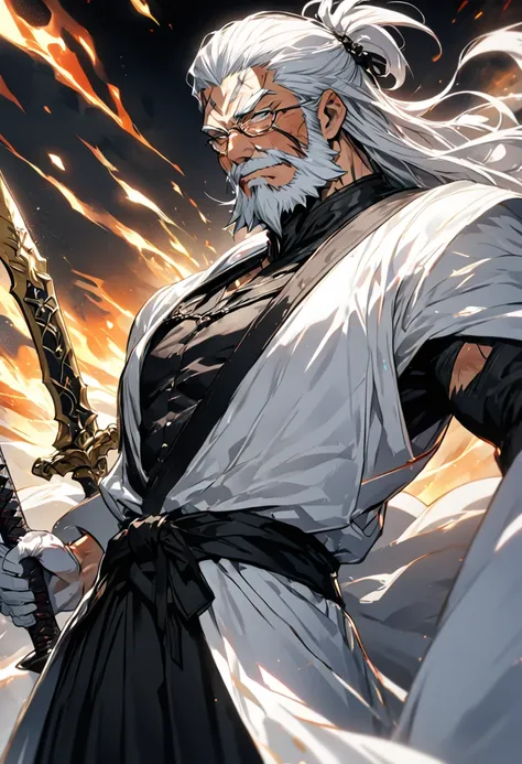 for whitebeard's appearance in the bleach universe, we could keep him looking similar to the original, but with a darker and mor...