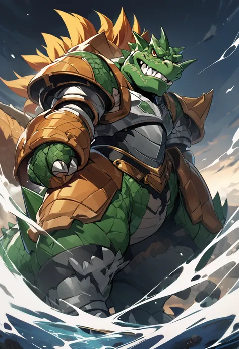 appearance: bowser would be adapted to the style of the bleach universe, keeping his lizard appearance, but with a darker and mo...