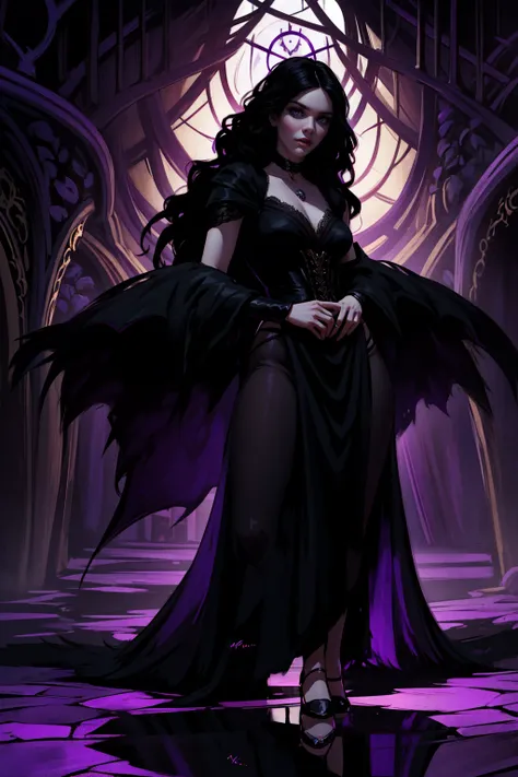 woman 35 years old, witchcraft, magician, victorian clothes, where poison potions and vines abound, a woman (yennefer), very lon...