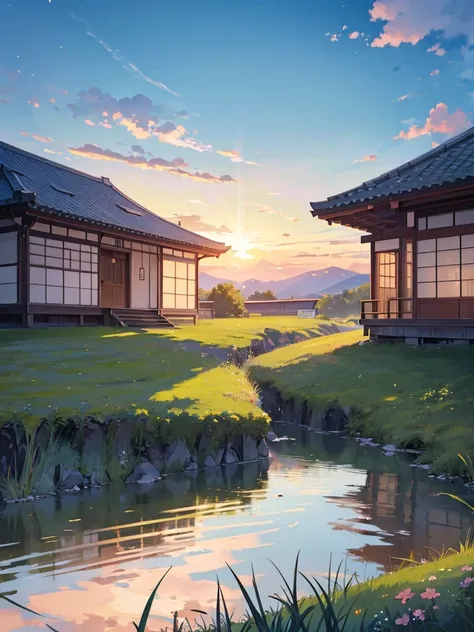 an 8k anime wallpaper featuring a serene and atmospheric landscape, inspired by the gentle and nostalgic style of keiichi hara. ...