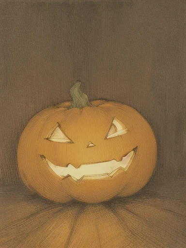 ((masterpiece, highest quality, very detailed: 1.5), black and white, ((sepia)), ((pencil drawing)), ((Jack-o-Lantern Anthropomorphic)),