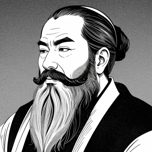 beard chinese history、line art