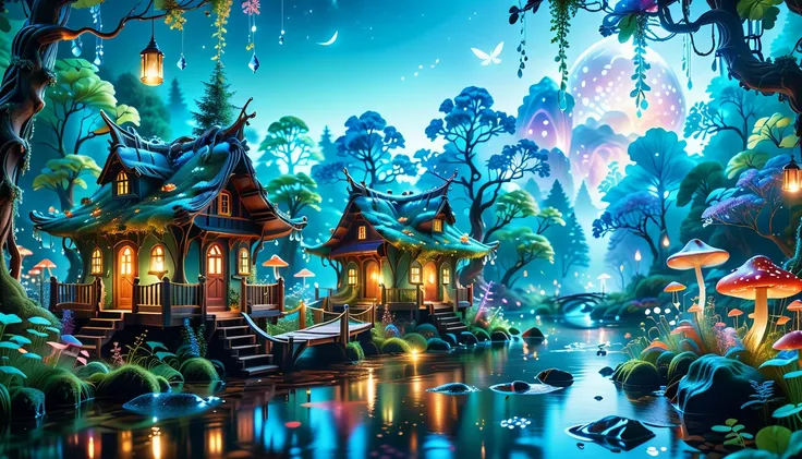 A Masterpiece In 32K Resolution, Supreme Quality, Super Detail, Official Art, Very High-Resolution 32K Wallpaper. Mystical And Whimsical, Ultra-Detailed Features. Enchanted Woods Come Alive With Bioluminescent Mushrooms And Ethereal Creatures That Flutter ...