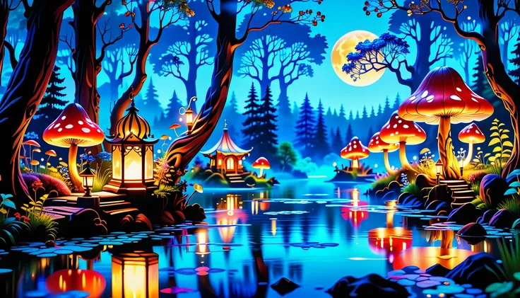 A Masterpiece In 32K Resolution, Supreme Quality, Super Detail, Official Art, Very High-Resolution 32K Wallpaper. Mystical And Whimsical, Ultra-Detailed Features. Enchanted Woods Come Alive With Bioluminescent Mushrooms And Ethereal Creatures That Flutter ...