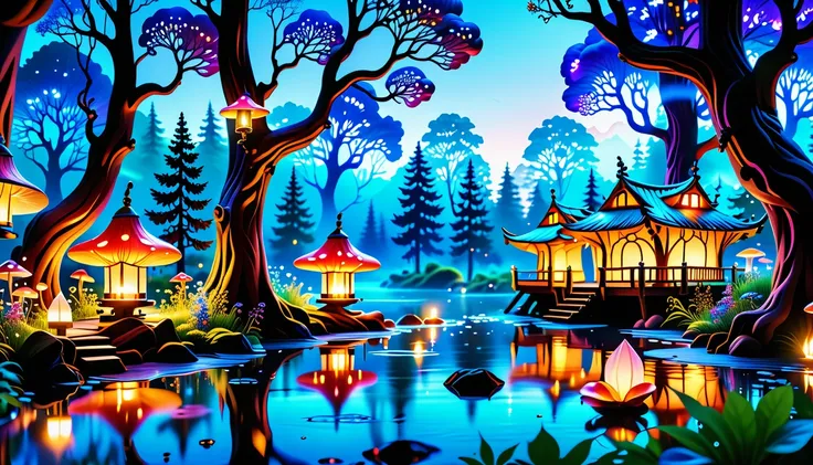 A Masterpiece In 32K Resolution, Supreme Quality, Super Detail, Official Art, Very High-Resolution 32K Wallpaper. Mystical And Whimsical, Ultra-Detailed Features. Enchanted Woods Come Alive With Bioluminescent Mushrooms And Ethereal Creatures That Flutter ...