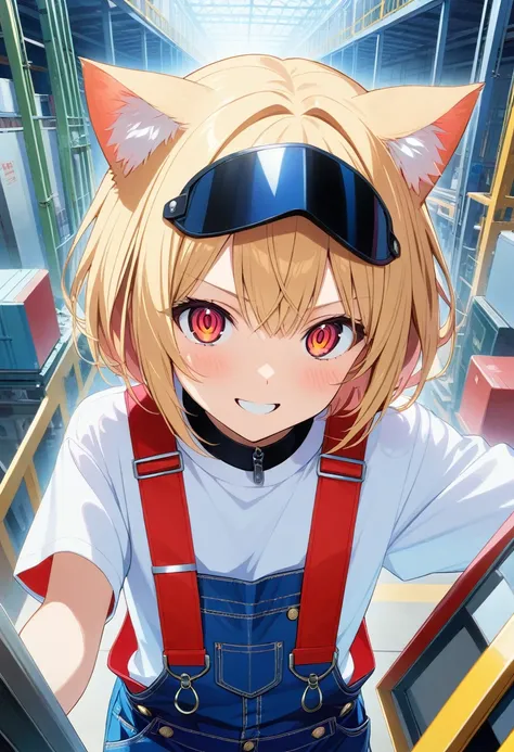 score_9, score_8_up, score_7_up, source_anime,masterpiece,best quality,hyper detailed,super fine illustration,very aesthetic, absurdres,4k,8k,rating_safety,BREAK 1girl,cat ears,short hair,blonde hair,crazy eyes,blonde eyes,red cheeks,smile,flat chest,BREAK...