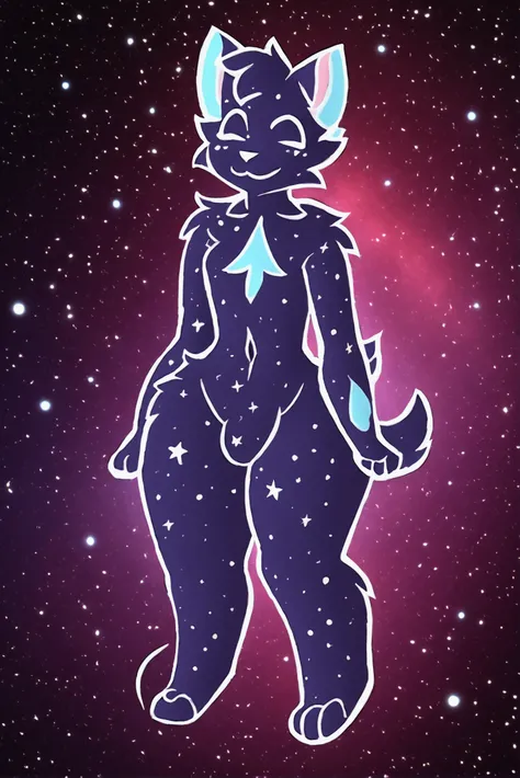 lobo / cosmic / furry FemBoy / whide hips / big thigh / small legs / and a thicker butt / whide hips / with galaxies and stars on his body / a little more quality and a little more thigh