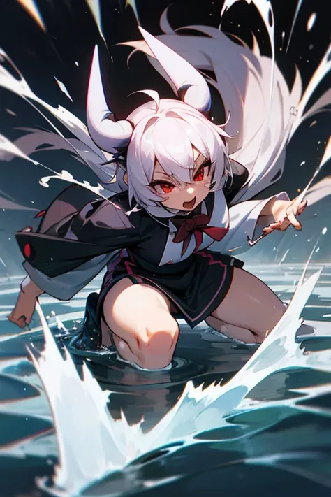 Hove Inugami Korone Pregnant Demon Crouching, Water Flowing from Pussy