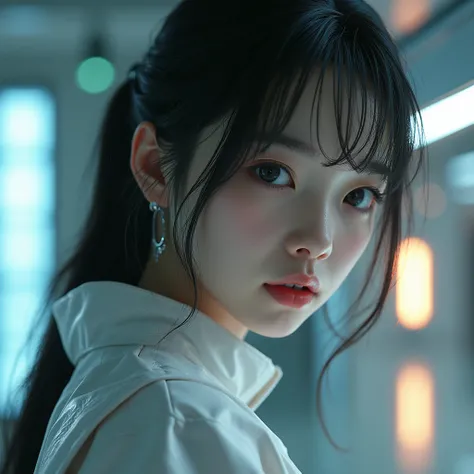 High resolution, Very detailed, Textured skin, One girl, Very attractive Japanese teenage girl, A scene from a science fiction movie