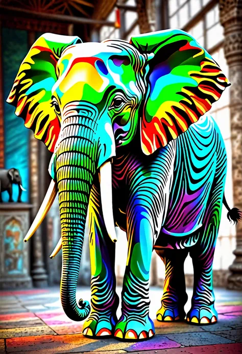 "visualize an interpretation of an elephant&#39;head, side view. to capture its movement and energy in a unique and abstract way...