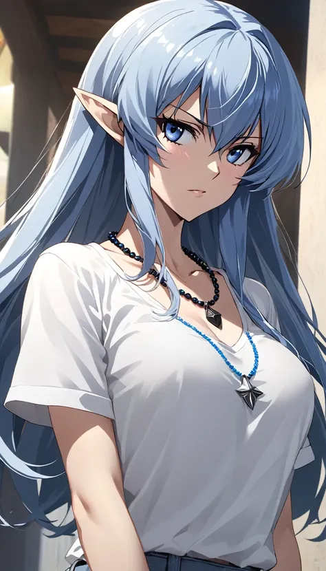 (akame ga kill　esdeath:1.3)pointy ears, anime style, masterpiece, accurate, textured skin, high image quality, best quality, hig...