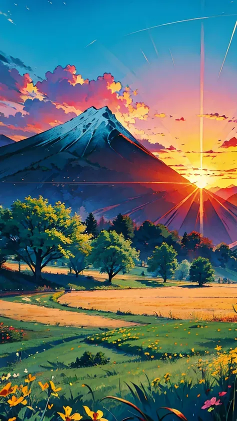 Magnificent Grassland　Mountain々　sunset　Ogawa