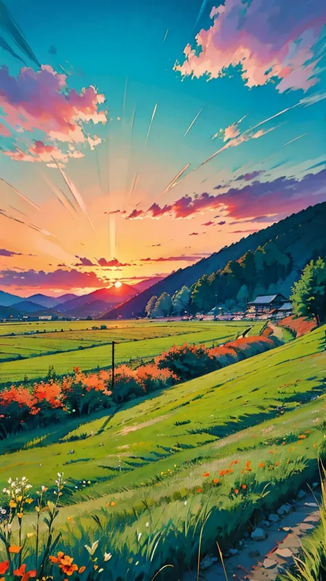 Magnificent Grassland　Mountain々　sunset　Ogawa