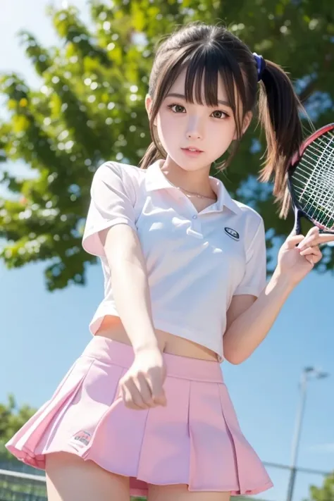 Cute Girls､High school girl､Idol､Tennis Wear､mini skirt､See-through､Fluttering in the wind