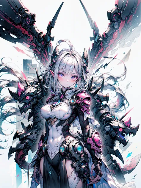 (masterpiece, Very detailed, Very detailed, Exquisite, 16k,Full HD),  (1 girl),Gothic Castle, fight,Lavish decoration,sad,Giant transparent fairy wings,(Fairy Knight Princess, Purple eyes, Big Eyes, White skin, expensive, slim, Thin and long),(Decided, mad...