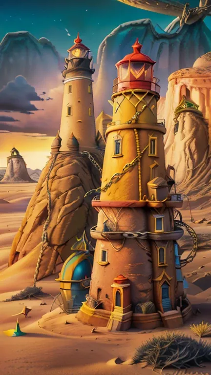 abstract art, ( surrealism )  ( surrealism ) a surreal scene involving (lighthouse:1.5). a giant lighthouse. lighthouse tower, c...