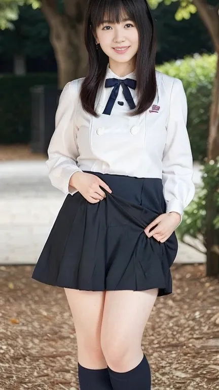 japanese mature,(48 years old:1.2),white skin,(plump body,large breasts,emphasizes plump thighs:1.5),(nogizaka uniform,micro min...