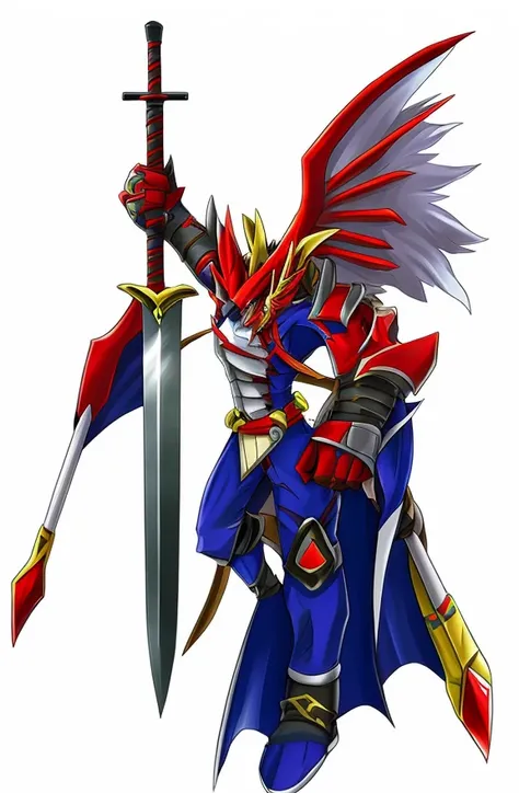 Samurai Digimon that is a dragon and that has only one sword that is similar to Ragna Bloodedge&#39;s and its clothing must be a hakama that varies between the colors black and blue
