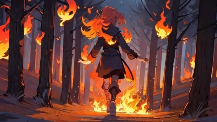 Create a character with multiple flames, as if walking 