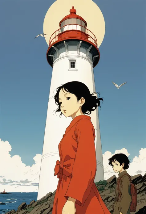 Lighthouse, by Satoshi Kon.
best quality, masterpiece, intricate details, ultra-detailed