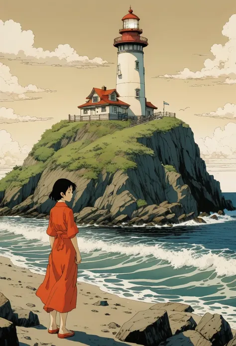 Lighthouse, by Satoshi Kon.
best quality, masterpiece, intricate details, ultra-detailed