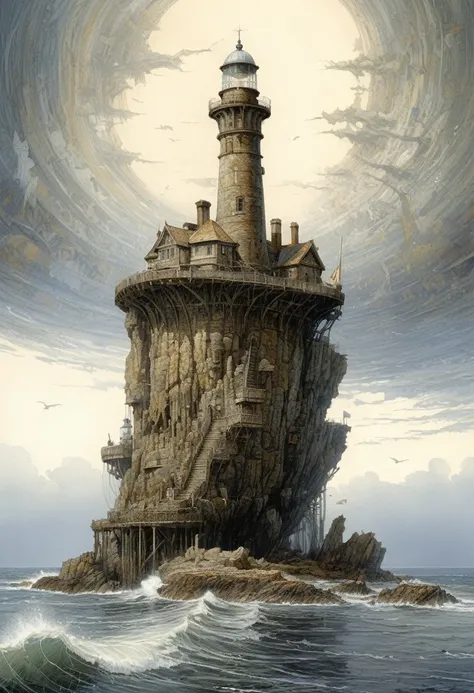 Lighthouse, by John Blanche.
best quality, masterpiece, intricate details, ultra-detailed